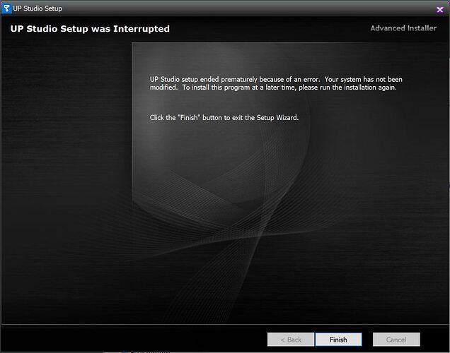 Up studio 2.5 not installing